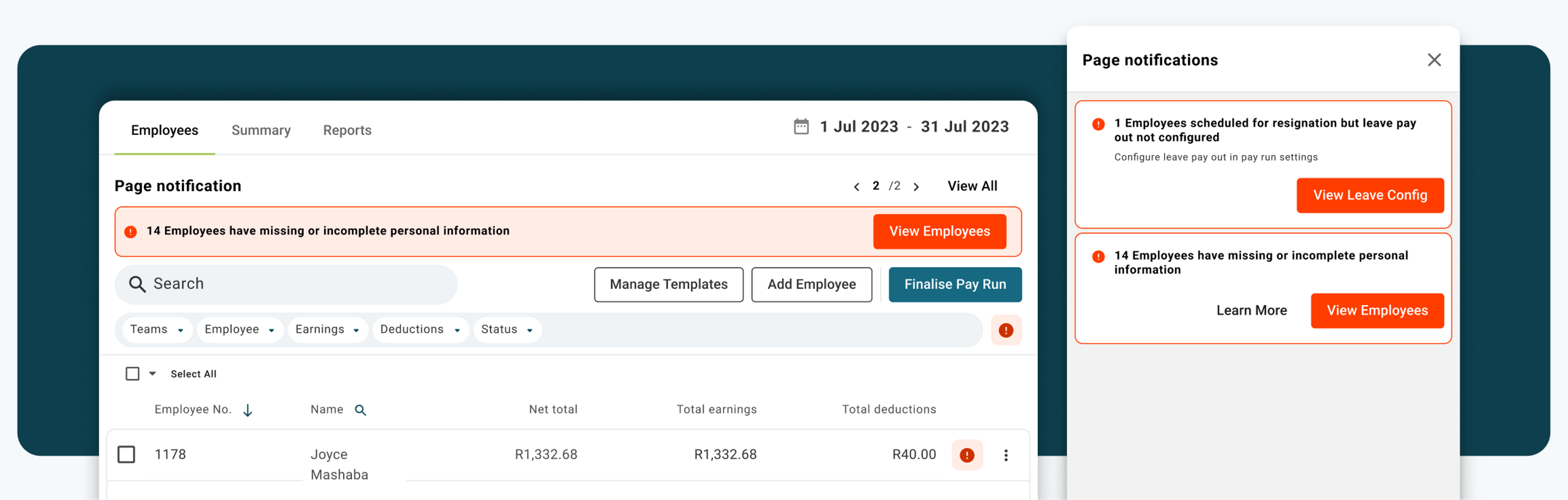 payroll error norification