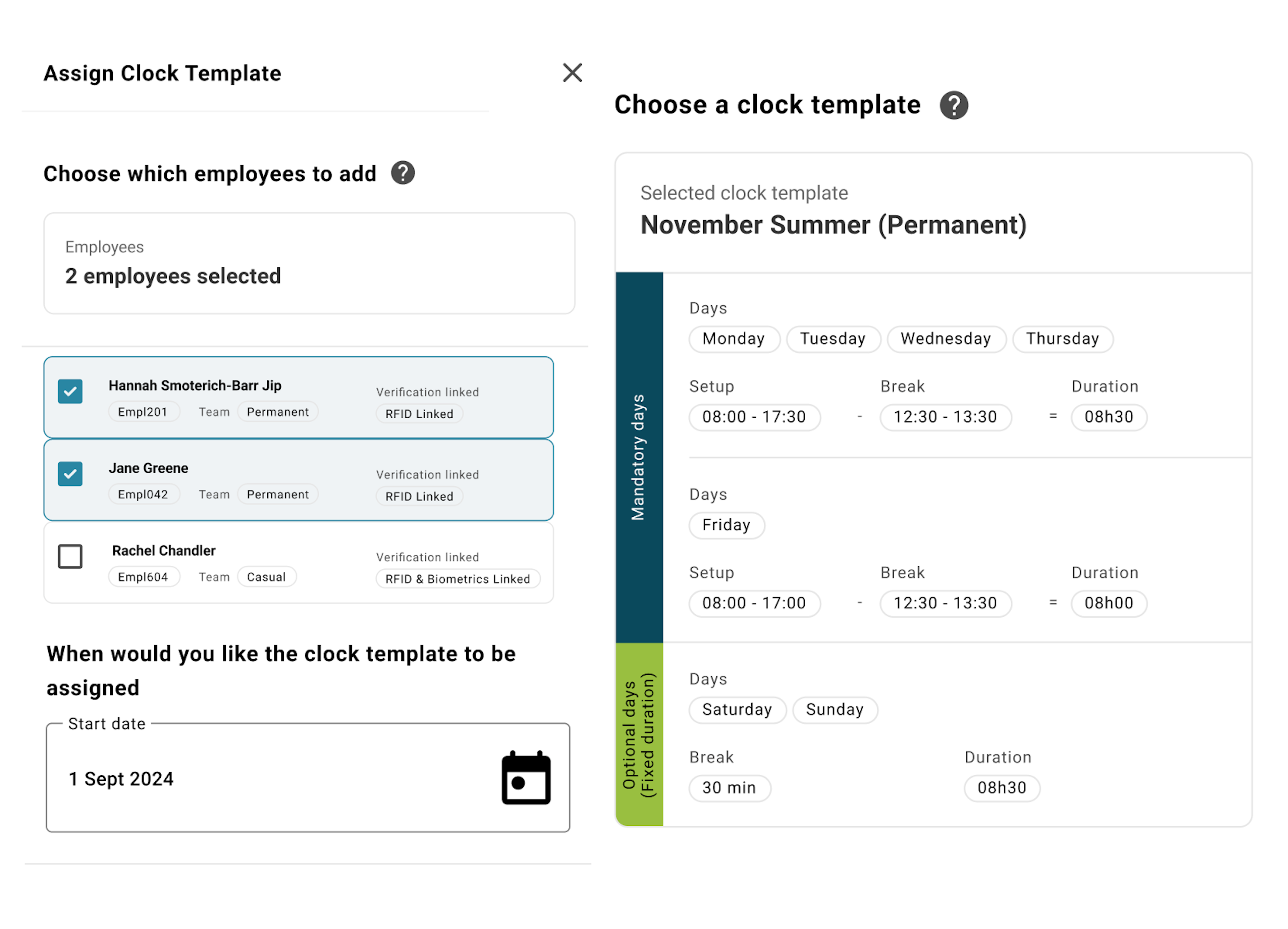 schedule clock templates